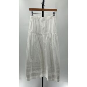 Quince Women 100% Organic Cotton Poplin Pintuck Maxi Skirt Classic White M